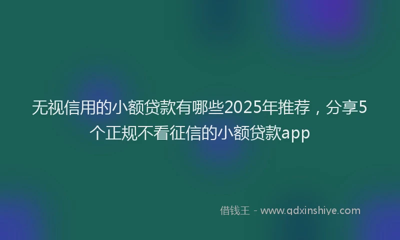 无视信用的小额贷款有哪些2025年推荐，分享5个正规不看征信的小额贷款app