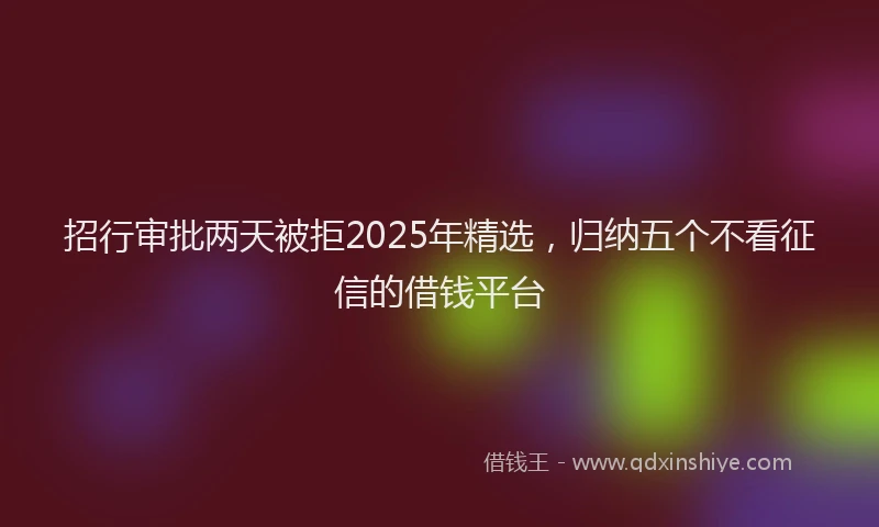 招行审批两天被拒2025年精选，归纳五个不看征信的借钱平台