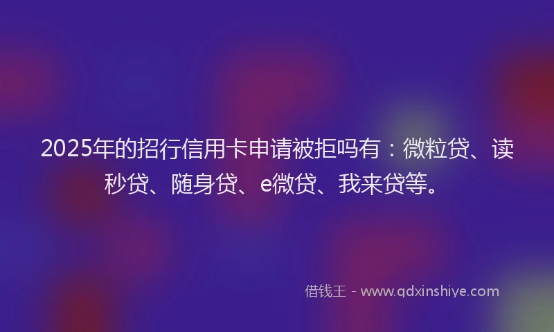 2025年的招行信用卡申请被拒吗有：微粒贷、读秒贷、随身贷、e微贷、我来贷等。