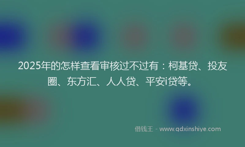 2025年的怎样查看审核过不过有：柯基贷、投友圈、东方汇、人人贷、平安i贷等。