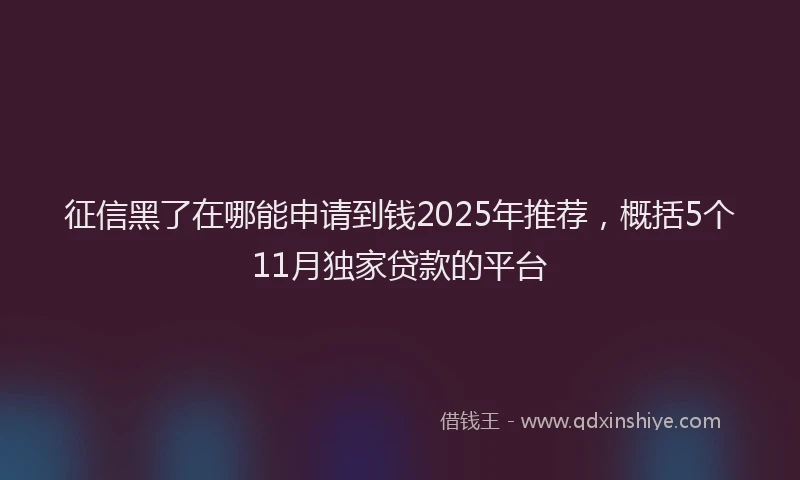 征信黑了在哪能申请到钱2025年推荐，概括5个11月独家贷款的平台