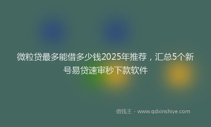 微粒贷最多能借多少钱2025年推荐，汇总5个新号易贷速审秒下款软件