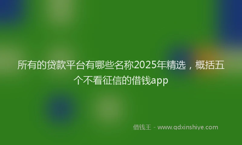 所有的贷款平台有哪些名称2025年精选，概括五个不看征信的借钱app