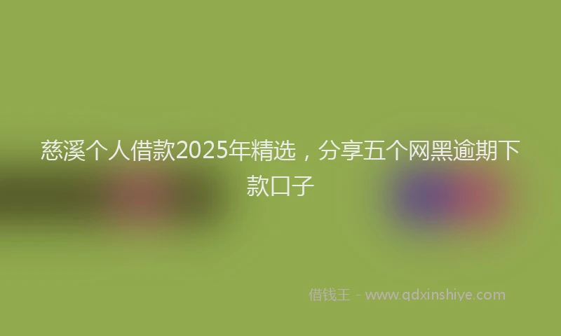 慈溪个人借款2025年精选，分享五个网黑逾期下款口子