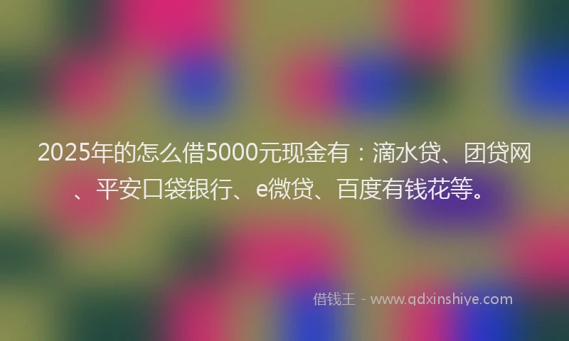 2025年的怎么借5000元现金有：滴水贷、团贷网、平安口袋银行、e微贷、百度有钱花等。