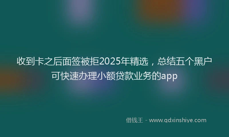 收到卡之后面签被拒2025年精选，总结五个黑户可快速办理小额贷款业务的app