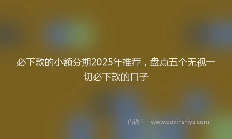 必下款的小额分期2025年推荐，盘点五个无视一切必下款的口子
