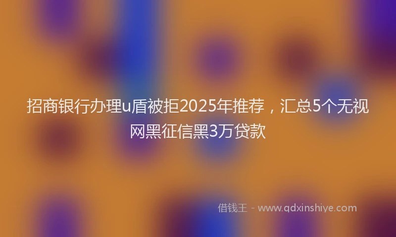 招商银行办理u盾被拒2025年推荐，汇总5个无视网黑征信黑3万贷款
