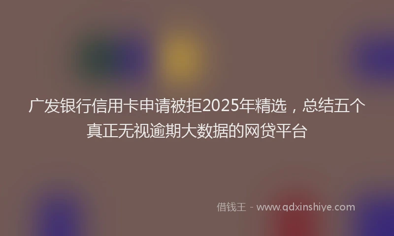 广发银行信用卡申请被拒2025年精选，总结五个真正无视逾期大数据的网贷平台