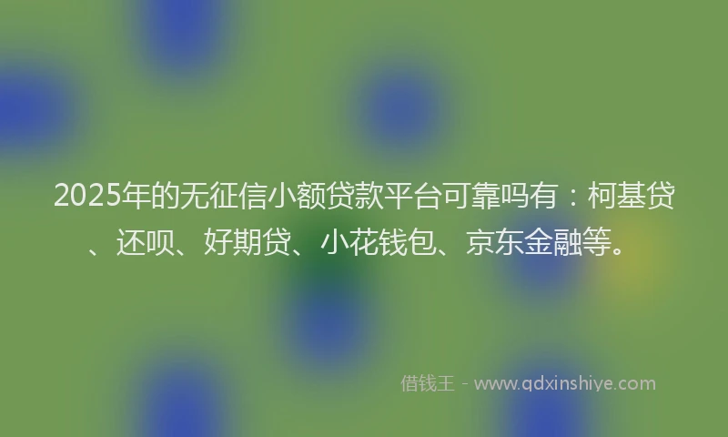 2025年的无征信小额贷款平台可靠吗有：柯基贷、还呗、好期贷、小花钱包、京东金融等。