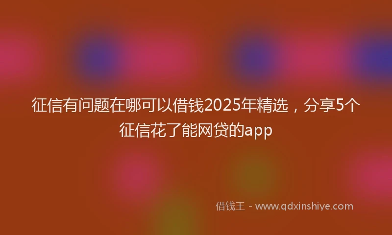 征信有问题在哪可以借钱2025年精选，分享5个征信花了能网贷的app