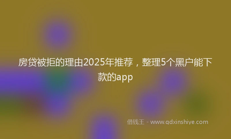 房贷被拒的理由2025年推荐，整理5个黑户能下款的app