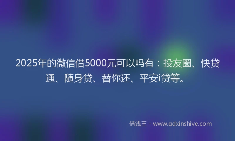 2025年的微信借5000元可以吗有：投友圈、快贷通、随身贷、替你还、平安i贷等。