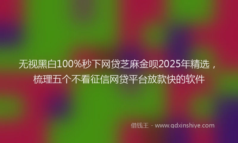 无视黑白100%秒下网贷芝麻金呗2025年精选，梳理五个不看征信网贷平台放款快的软件