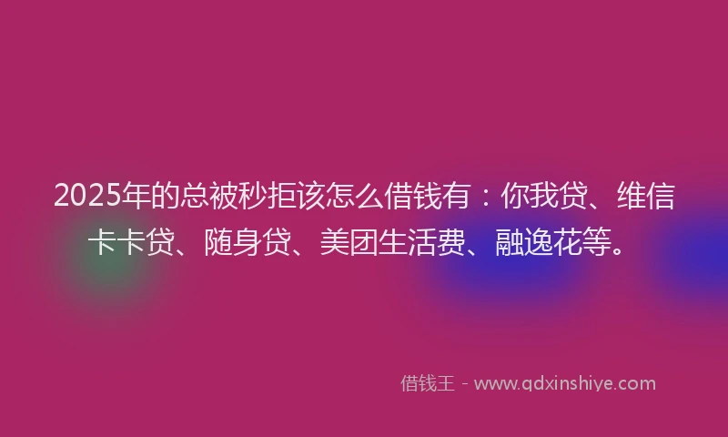 2025年的总被秒拒该怎么借钱有：你我贷、维信卡卡贷、随身贷、美团生活费、融逸花等。