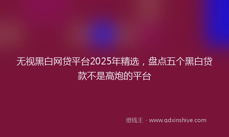 无视黑白网贷平台2025年精选，盘点五个黑白贷款不是高炮的平台