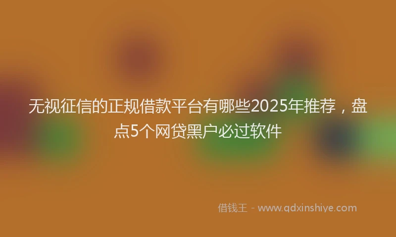 无视征信的正规借款平台有哪些2025年推荐，盘点5个网贷黑户必过软件