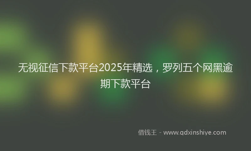 无视征信下款平台2025年精选，罗列五个网黑逾期下款平台