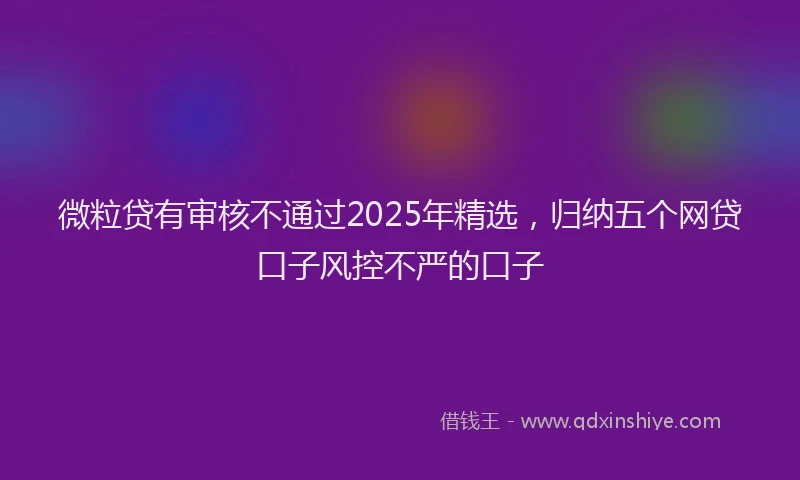 微粒贷有审核不通过2025年精选，归纳五个网贷口子风控不严的口子