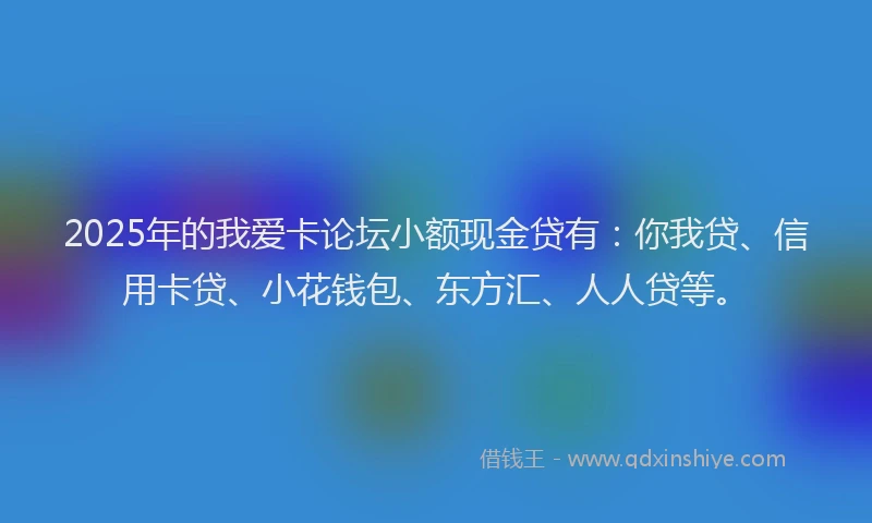 2025年的我爱卡论坛小额现金贷有：你我贷、信用卡贷、小花钱包、东方汇、人人贷等。