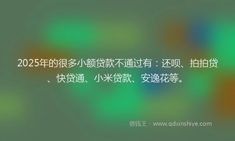 2025年的很多小额贷款不通过有：还呗、拍拍贷、快贷通、小米贷款、安逸花等。