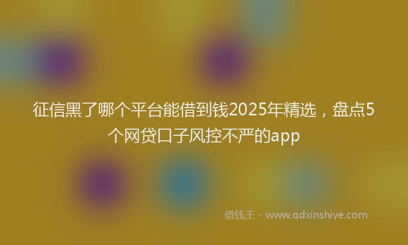 征信黑了哪个平台能借到钱2025年精选，盘点5个网贷口子风控不严的app