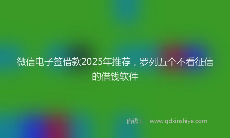 微信电子签借款2025年推荐，罗列五个不看征信的借钱软件