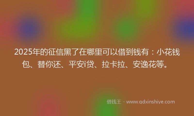 2025年的征信黑了在哪里可以借到钱有：小花钱包、替你还、平安i贷、拉卡拉、安逸花等。