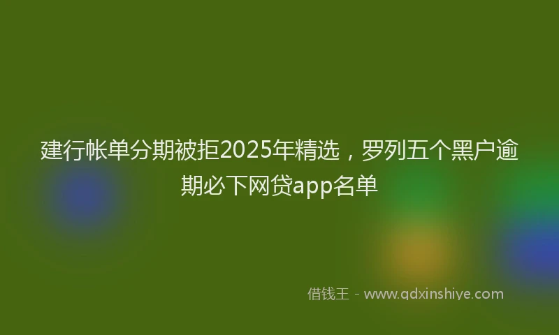 建行帐单分期被拒2025年精选，罗列五个黑户逾期必下网贷app名单