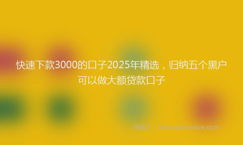 快速下款3000的口子2025年精选，归纳五个黑户可以做大额贷款口子