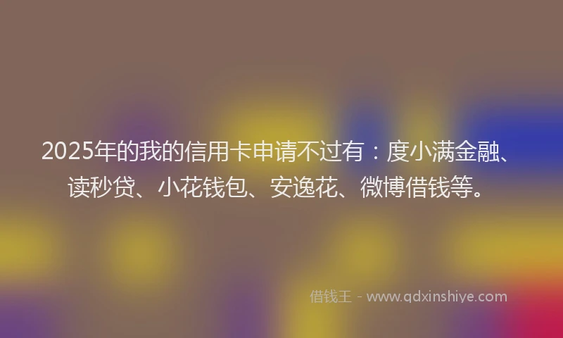 2025年的我的信用卡申请不过有：度小满金融、读秒贷、小花钱包、安逸花、微博借钱等。