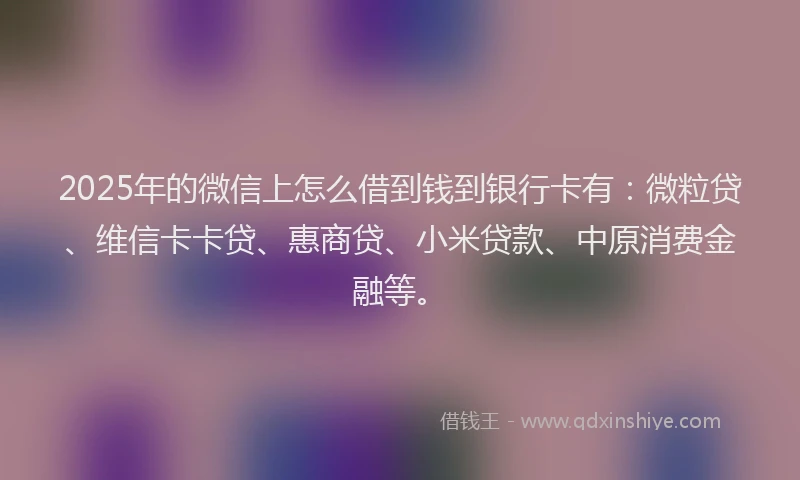 2025年的微信上怎么借到钱到银行卡有：微粒贷、维信卡卡贷、惠商贷、小米贷款、中原消费金融等。
