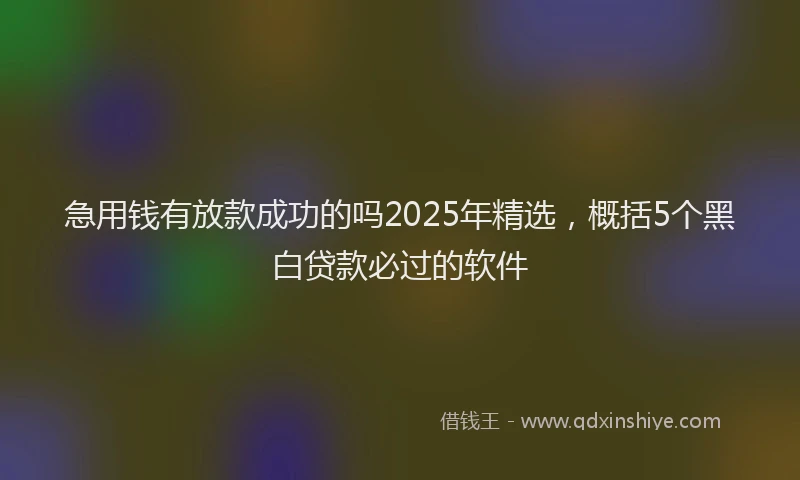 急用钱有放款成功的吗2025年精选，概括5个黑白贷款必过的软件