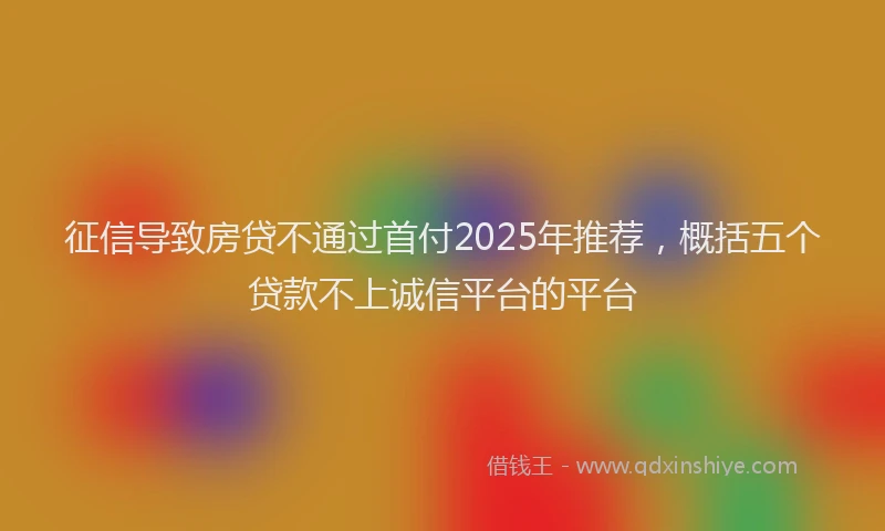 征信导致房贷不通过首付2025年推荐，概括五个贷款不上诚信平台的平台