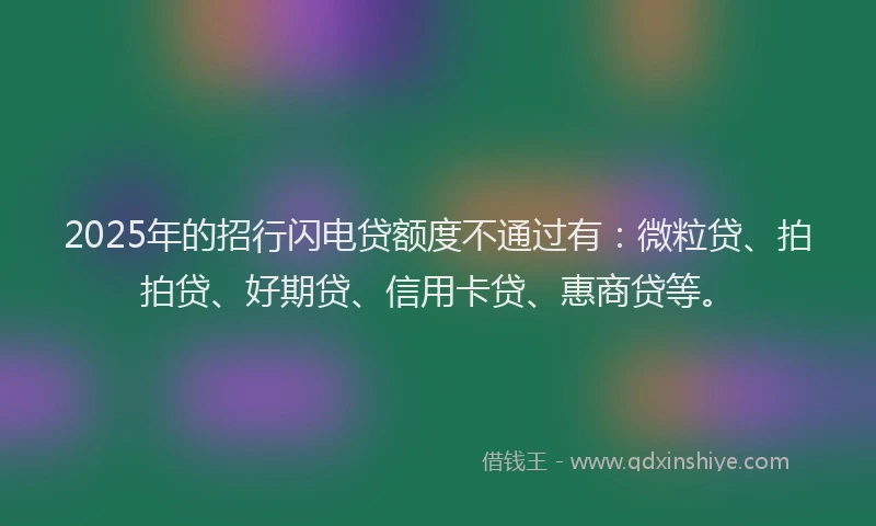 2025年的招行闪电贷额度不通过有：微粒贷、拍拍贷、好期贷、信用卡贷、惠商贷等。