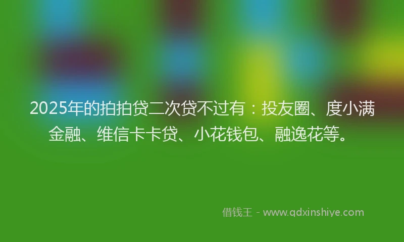 2025年的拍拍贷二次贷不过有：投友圈、度小满金融、维信卡卡贷、小花钱包、融逸花等。