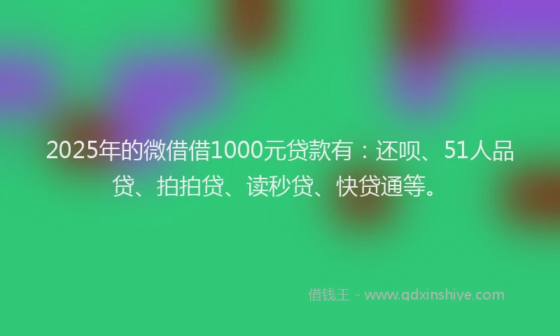 2025年的微借借1000元贷款有：还呗、51人品贷、拍拍贷、读秒贷、快贷通等。