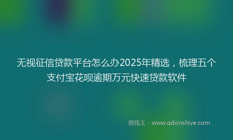 无视征信贷款平台怎么办2025年精选，梳理五个支付宝花呗逾期万元快速贷款软件