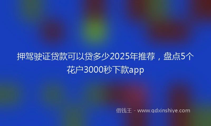 押驾驶证贷款可以贷多少2025年推荐，盘点5个花户3000秒下款app