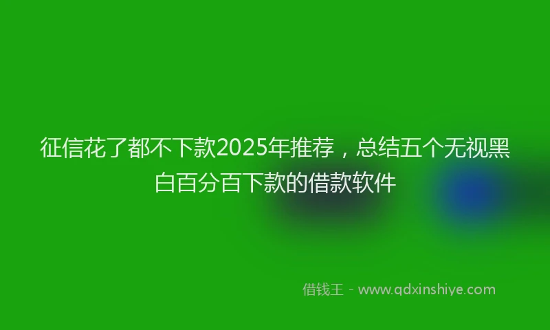 征信花了都不下款2025年推荐，总结五个无视黑白百分百下款的借款软件
