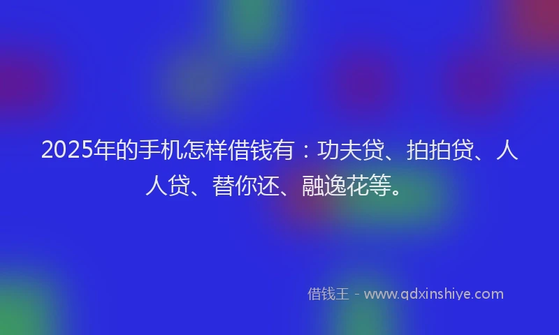 2025年的手机怎样借钱有：功夫贷、拍拍贷、人人贷、替你还、融逸花等。