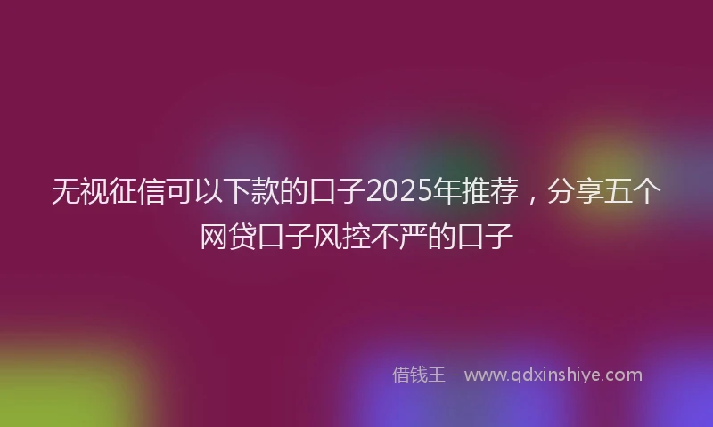 无视征信可以下款的口子2025年推荐，分享五个网贷口子风控不严的口子