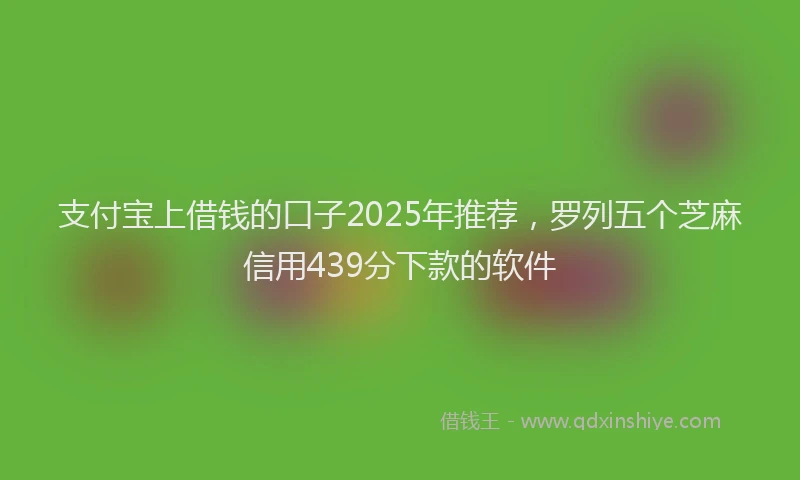 支付宝上借钱的口子2025年推荐，罗列五个芝麻信用439分下款的软件