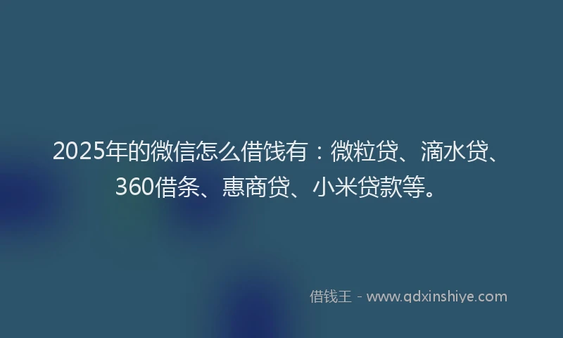 2025年的微信怎么借饯有：微粒贷、滴水贷、360借条、惠商贷、小米贷款等。