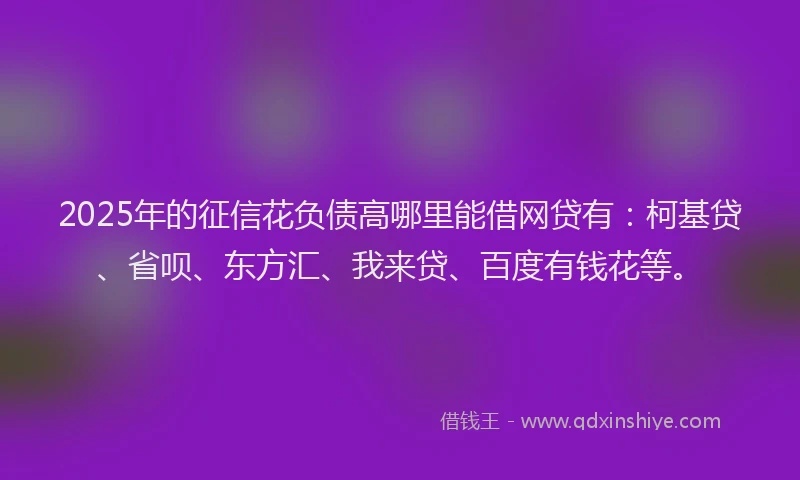2025年的征信花负债高哪里能借网贷有：柯基贷、省呗、东方汇、我来贷、百度有钱花等。
