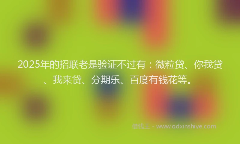 2025年的招联老是验证不过有：微粒贷、你我贷、我来贷、分期乐、百度有钱花等。