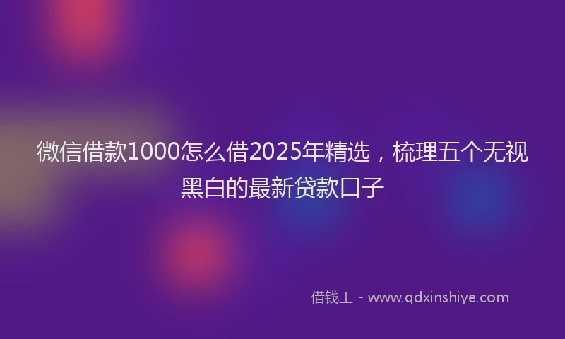 微信借款1000怎么借2025年精选，梳理五个无视黑白的最新贷款口子