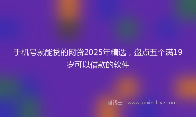 手机号就能贷的网贷2025年精选，盘点五个满19岁可以借款的软件