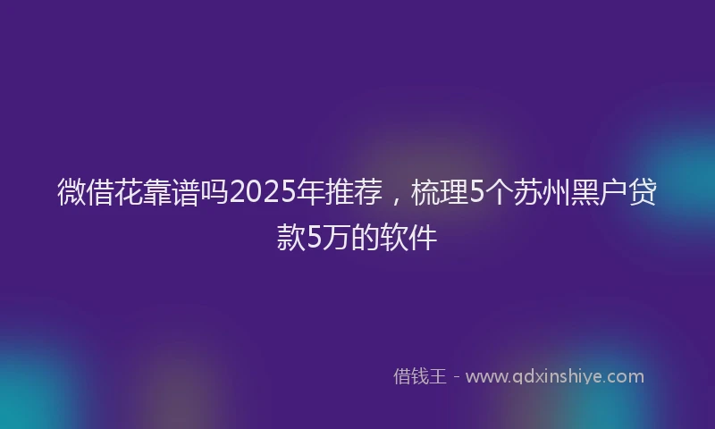 微借花靠谱吗2025年推荐，梳理5个苏州黑户贷款5万的软件