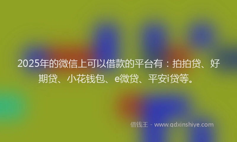 2025年的微信上可以借款的平台有：拍拍贷、好期贷、小花钱包、e微贷、平安i贷等。